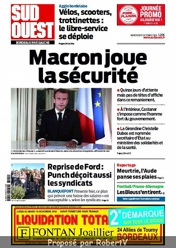 Sud Ouest Bordeaux Rive Gauche - Mercredi 17 Octobre 2018
