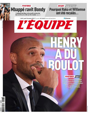 L’equipe du Jeudi 18 Octobre 2018