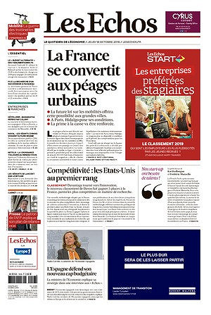 Les Echos du Jeudi 18 Octobre 2018