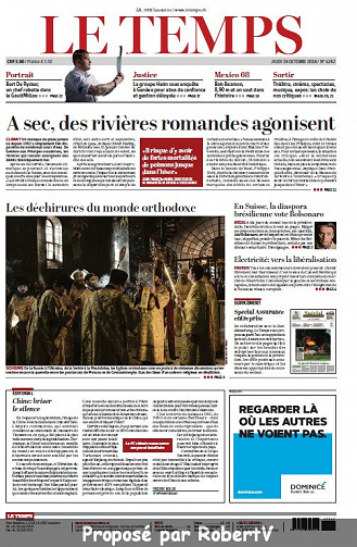Le Temps - Jeudi 18 Octobre 2018