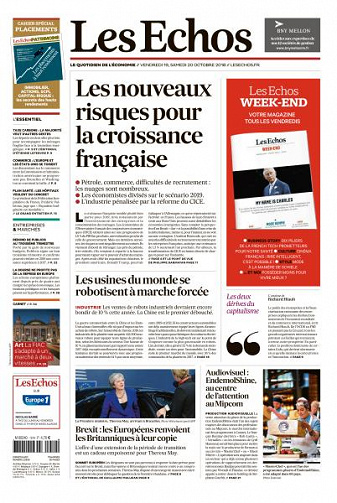 Les Echos du Vendredi 19 et Samedi 20 Octobre 2018