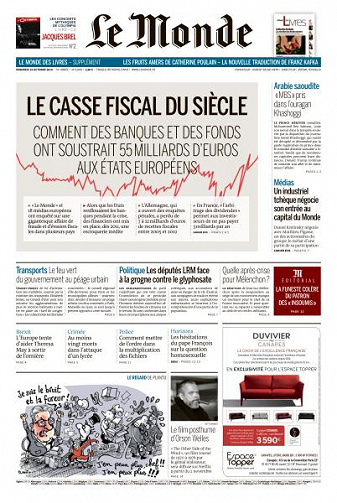 Le Monde du Vendredi 19 Octobre 2018