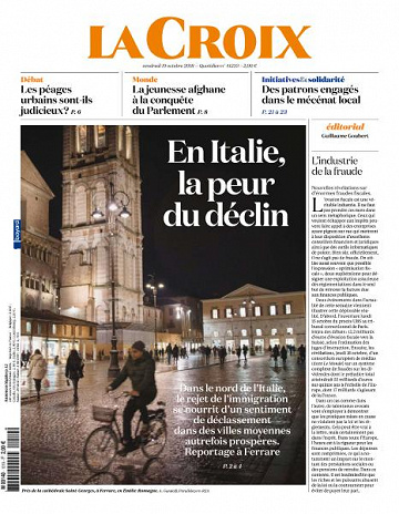 La Croix du Vendredi 19 Octobre 2018
