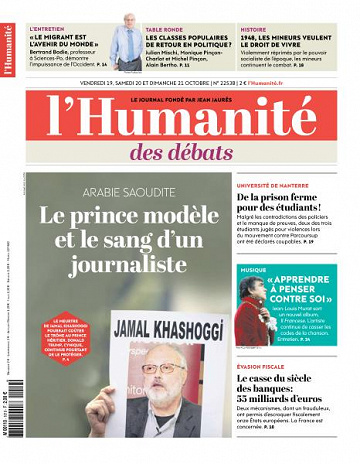 L’Humanite du Vendredi 19 et Dimanche 21 Octobre 2018