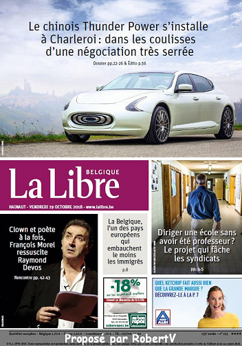 La Libre Belgique - Vendredi 19 Octobre 2018