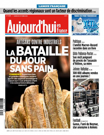 Aujourd’hui en France du Samedi 20 Octobre 2018