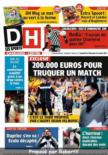 La Dernière Heure Charleroi - Samedi 20 et Dimanche 21 Octobre 2018