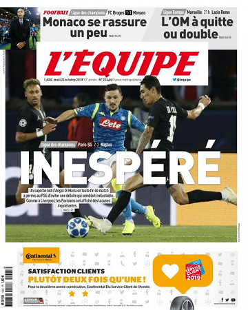L’equipe du Jeudi 25 Octobre 2018