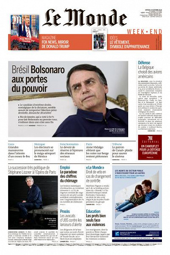 Le Monde du Samedi 27 Octobre 2018