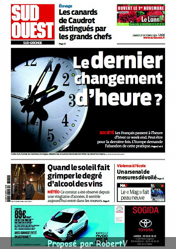 Sud Ouest Sud-Gironde - Samedi 27 Octobre 2018