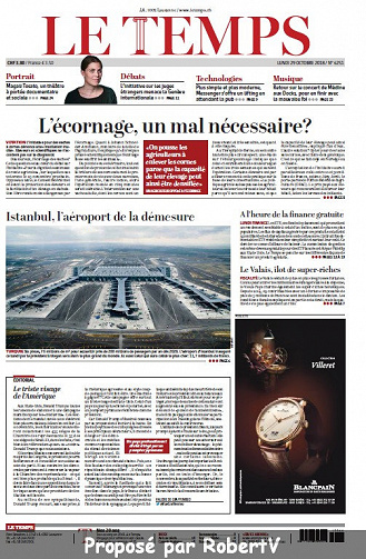 Le Temps - Lundi 29 Octobre 2018