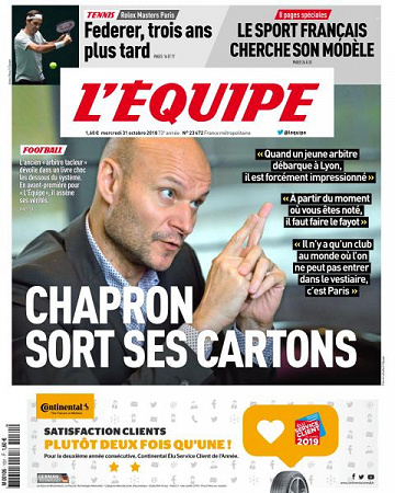 L’equipe du Mercredi 31 Octobre 2018