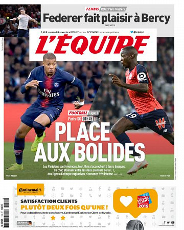 L’equipe du Vendredi 2 Novembre 2018