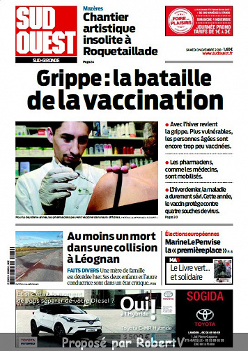 Sud Ouest Sud-Gironde - Samedi 3 Novembre 2018