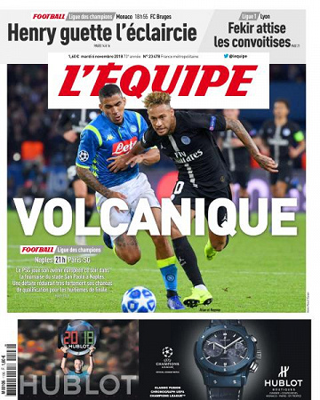 L’equipe du Mardi 6 Novembre 2018