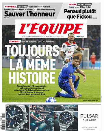 L’equipe du Jeudi 8 Novembre 2018