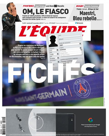 L’equipe du Vendredi 9 Novembre 2018