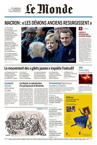 Le Monde du Mardi 13 Novembre 2018