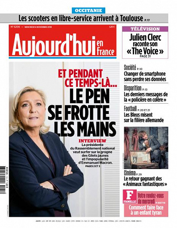 Aujourd’hui en France du Mercredi 14 Novembre 2018
