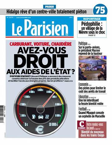 Le Parisien du Jeudi 15 Novembre 2018