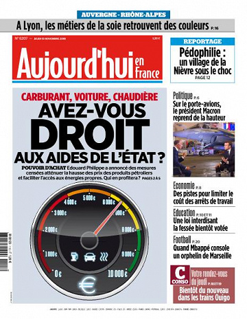 Aujourd’hui en France du Jeudi 15 Novembre 2018