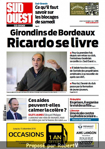 Sud Ouest Sud-Gironde - Jeudi 15 Novembre 2018