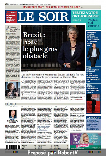 Le Soir - Jeudi 15 Novembre 2018