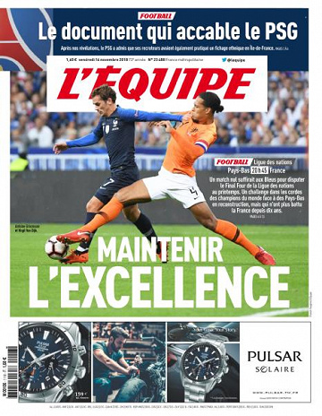 L’equipe du Vendredi 16 Novembre 2018