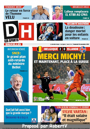 La Dernière Heure (3 éditions) - Vendredi 16 Novembre 2018
