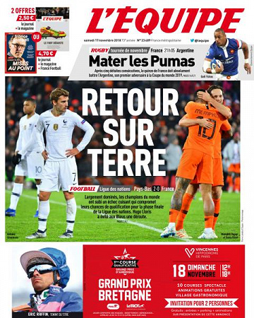 L’equipe du Samedi 17 Novembre 2018