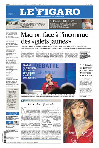 Le Figaro du Samedi 17 et Dimanche 18 Novembre 2018