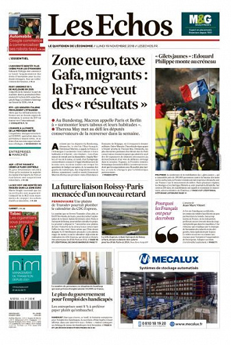 Les Echos du Lundi 19 Novembre 2018