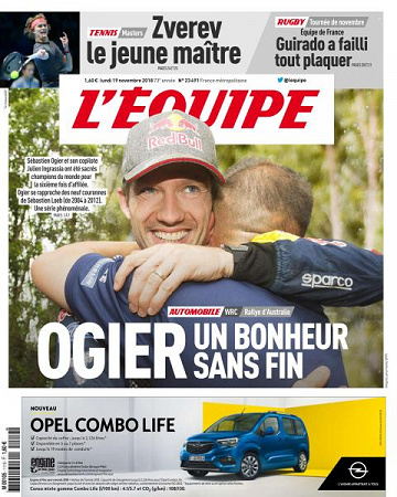 L’equipe du Lundi 19 Novembre 2018