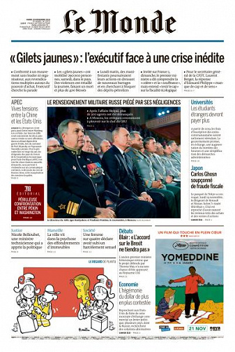 Le Monde du Mardi 20 Novembre 2018