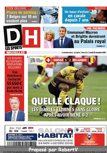 La Dernière Heure (3 éditions) - Lundi 19 Novembre 2018