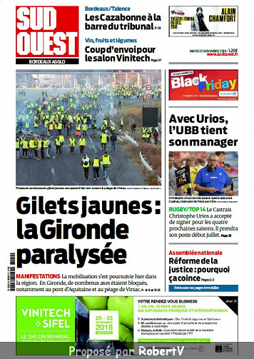 Sud Ouest Bordeaux Agglo - Mardi 20 Novembre 2018