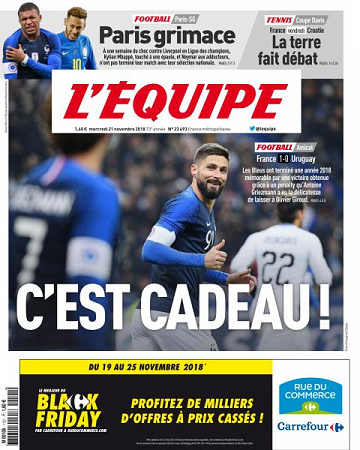 L’equipe du Mercredi 21 Novembre 2018