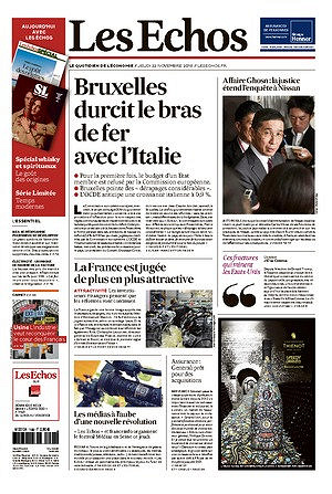 Les Echos du Jeudi 22 Novembre 2018
