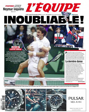 L’equipe du Jeudi 22 Novembre 2018