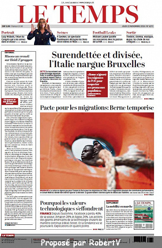 Le Temps - Jeudi 22 Novembre 2018