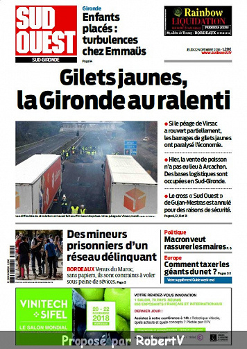 Sud Ouest Sud-Gironde - Jeudi 22 Novembre 2018