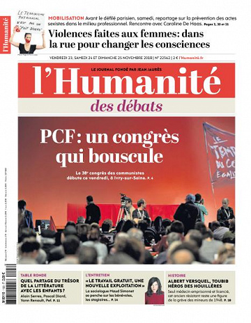 L’Humanite du Vendredi 23 et Dimanche 25 Novembre 2018