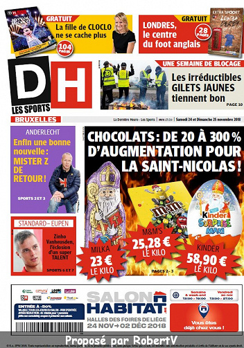 La Dernière Heure (3 éditions) - Samedi 24 et Dimanche 25 Novembre 2018