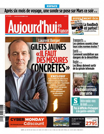 Aujourd’hui en France du Lundi 26 Novembre 2018