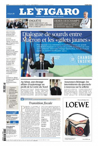 Le Figaro du Mercredi 28 Novembre 2018