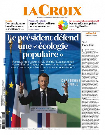 La Croix du Mercredi 28 Novembre 2018