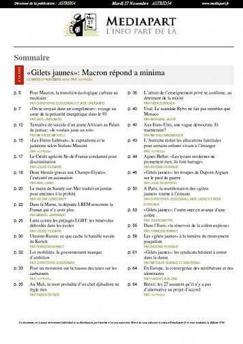 Mediapart - Mardi 27 Novembre 2018 (Dernière édition)