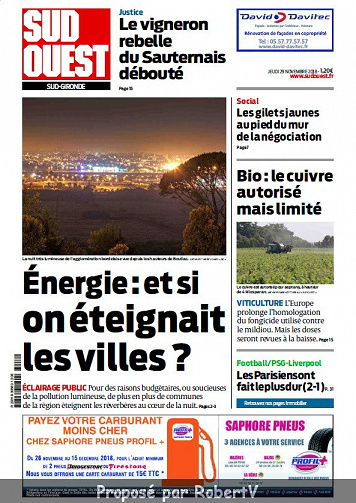 Sud Ouest Sud-Gironde - Jeudi 29 Novembre 2018