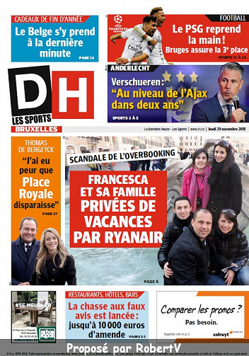 La Dernière Heure (3 éditions) - Jeudi 29 Novembre 2018