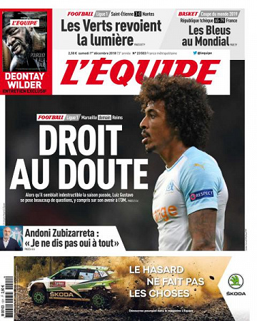L’equipe du Samedi 1er Décembre 2018